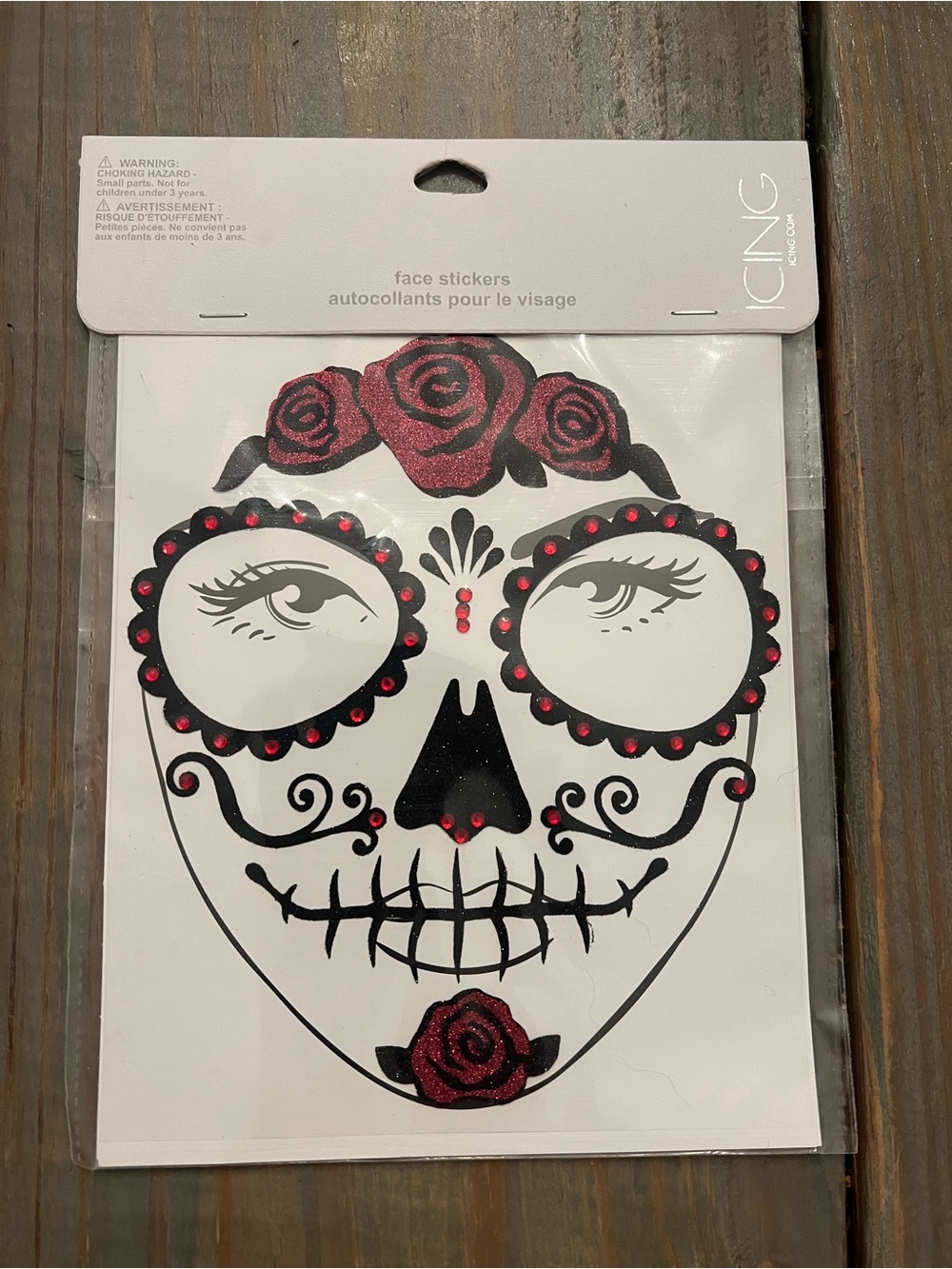 NWT Icing by Claire's Sugar Skull Face Stickers Halloween Costume Make Up Jewels